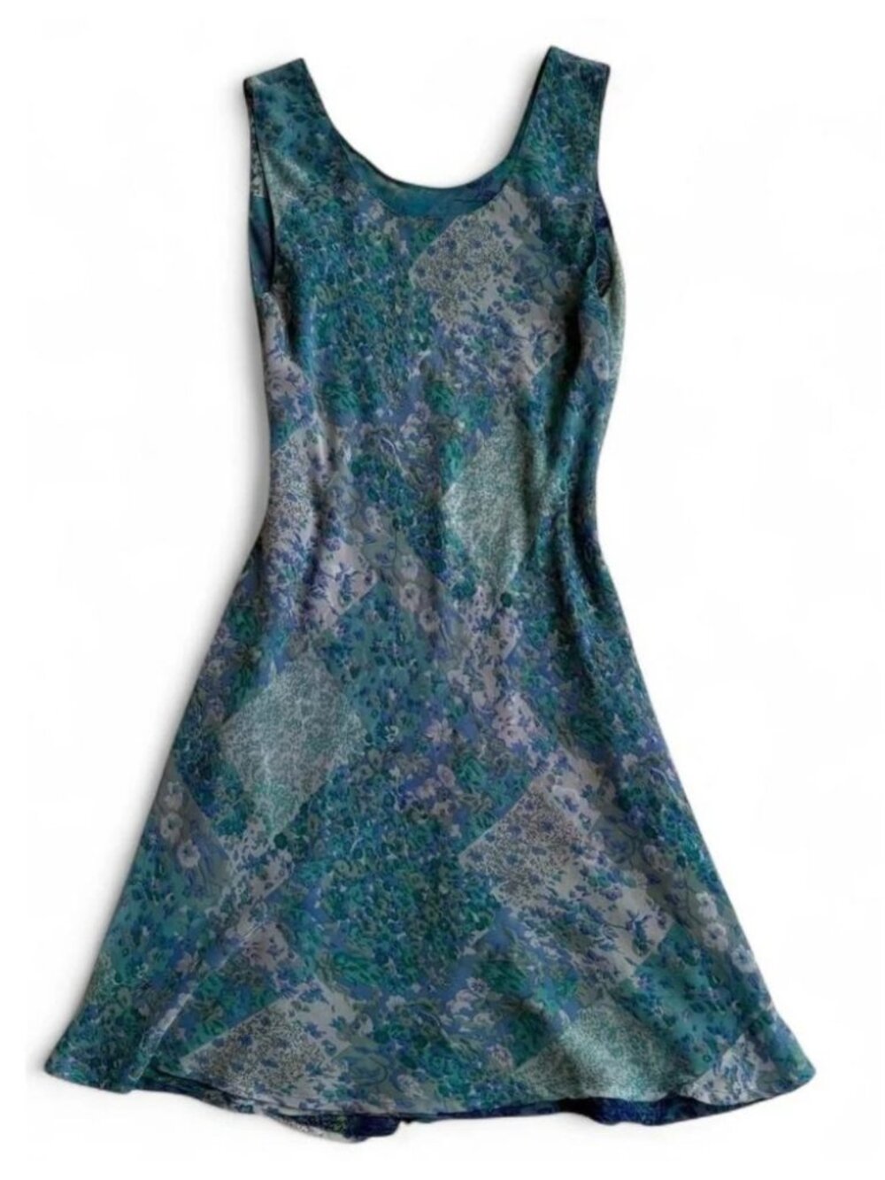 vintage Reversible 2-in-1 patchwork blue dress